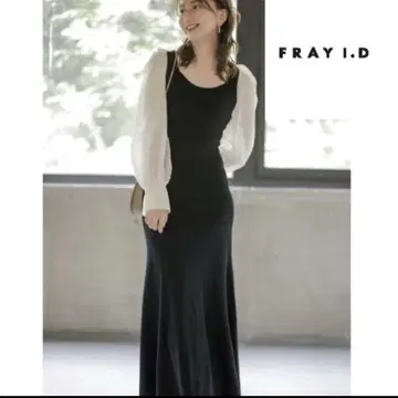 FRAY I.D 아이보리 슬리브리스 롱 원피스