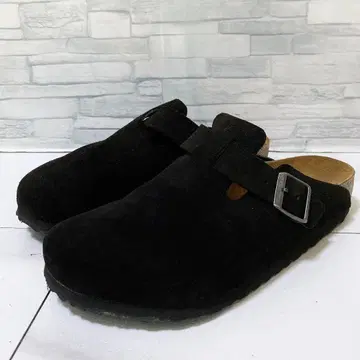 새상품급 버켄스탁 보스턴 사보 샌들 스웨이드 가죽 블랙 26.5