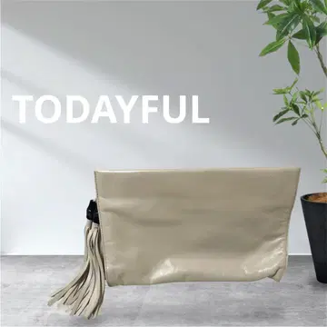 TODAYFUL 리얼 가죽 클러치백 대나무 태슬 무지 심플