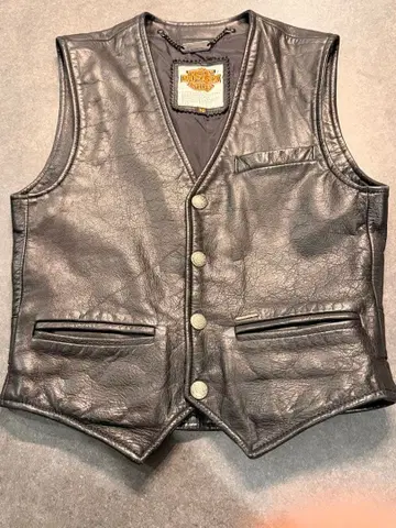 할리데이비슨 블랙 가죽 베스트