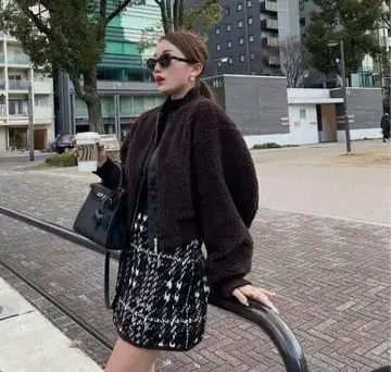 Sheller 셰리에 체크 트위드 니트 스커트 니트 스커트
