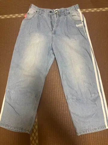 9090 사이드 스트라이프 데님 팬츠