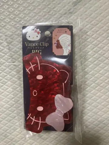 헬로키티 헤어 클립 빨간색