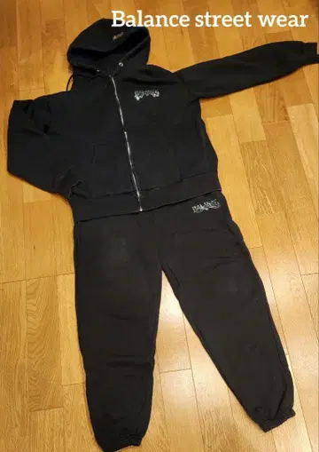 BALANCE STREETWEAR 블랙 맨투맨 셋업 X-LARGE