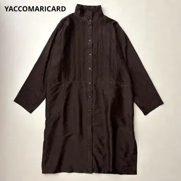 야코마리칼도 스탠드 카라 핀턱 셔츠 원피스 실크 100%