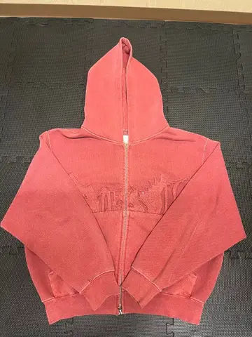 BLESSU 빨간색 더블 지퍼 후드티