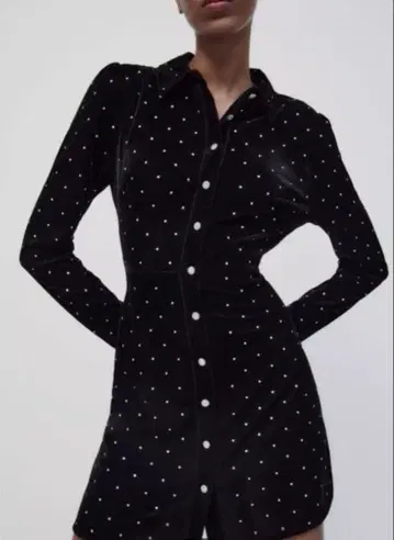 ZARA 벨로아 도트 원피스