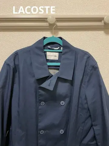 LACOSTE 네이비 스텐카라 코트 US L