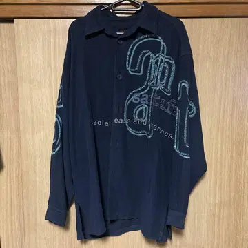 santafe 네이비 긴팔 셔츠 그래픽 프린트