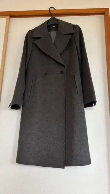 DKNY 더블 롱 체스터 코트 울 그레이 사이즈 4