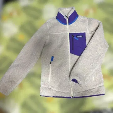 patagonia 플리스 자켓 화이트/퍼플