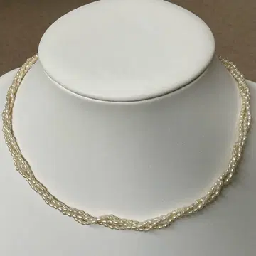 담수 진주 삼연 목걸이 화이트 펄 진주