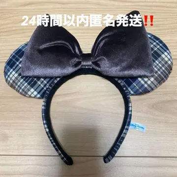디즈니 체크 무늬 리본 포함 머리띠 가을 미니