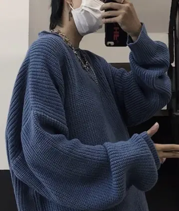 릴랙스 핏 블루 니트 스웨터 L 사이즈