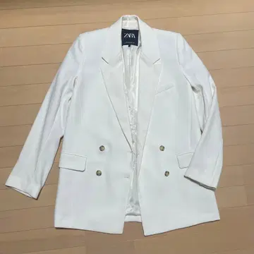 ZARA 화이트 테일러드 자켓 더블 버튼