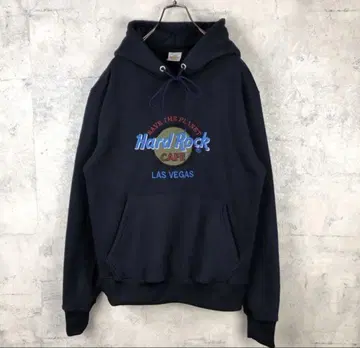 Hard Rock Cafe 후드 부착 후드티 네이비