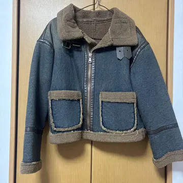 빈티지 데님 무스탕 B-3 크롭 플라이트 자켓