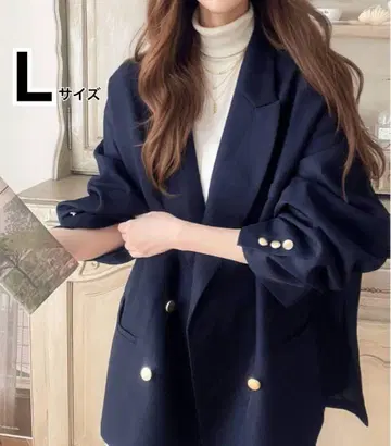 클래식 엘프 골드 버튼 더블 테일러드 자켓 네이비 L 사이즈