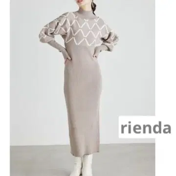 rienda 다이아 자카드 타이트 Knit OP