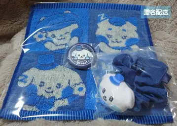 규니니 제로니 데님풍 스크런치 캔뱃지 데님풍 핸드 타월