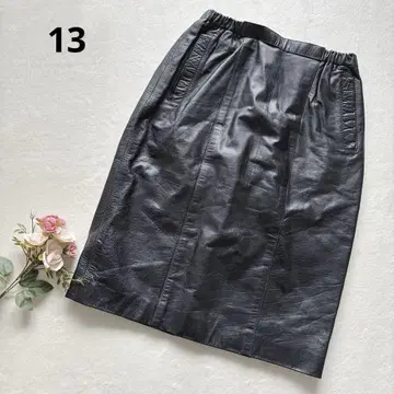 소가죽 가죽 타이트 스커트 무릎 기장 13호 심플 빈티지 일본제