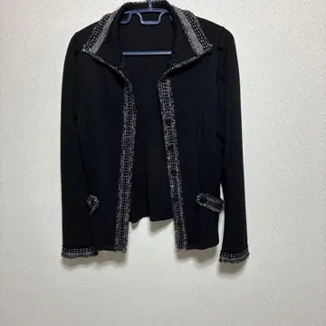 코시노 히로코 프린지 장식 블랙 가디건