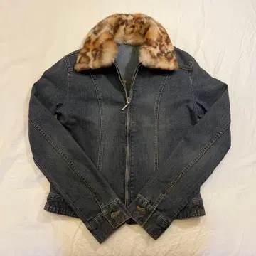 데님 자켓 퍼 카라 부착 헤이세이 갸루