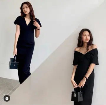 블랙 V컷 2way 드레스