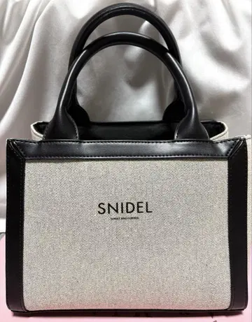 snidel 캔버스 로고 토트백 네이비 그레이 블랙