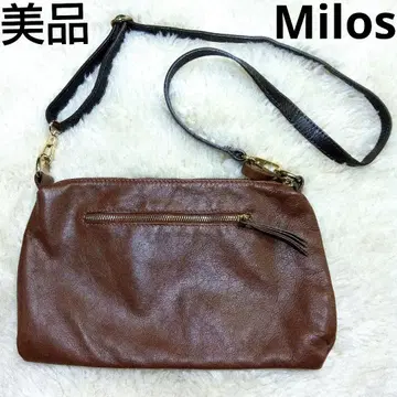 컨디션 최상 미로스 MILOS 천연 가죽 브라운 골드 숄더백