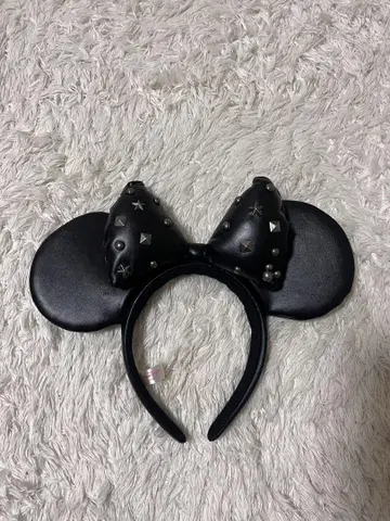 블랙 가죽 미니 머리띠