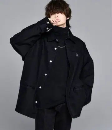 ADRER 22aw 슈퍼 스트레치 데님 오버 카 코트 / 블랙
