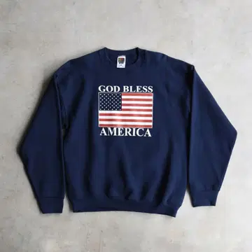 90s 프룻 오브 더 룸 미국 국기 맨투맨 네이비 L 미사용