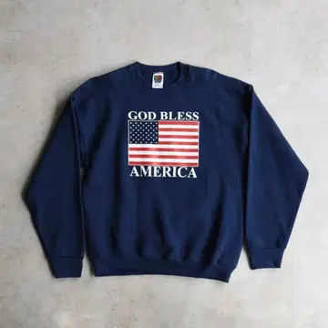 90s 프룻 오브 더 룸 미국 국기 맨투맨 네이비 L 미사용