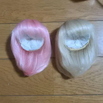 인형 가발 6~7 가발 세미롱 핑크&아이보리 세트 새상품