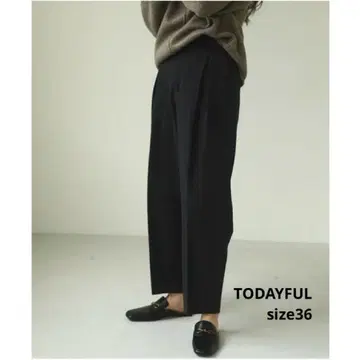 TODAYFUL Cotton Boxtuck Pants BLK 36