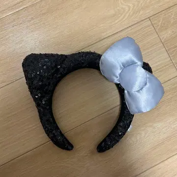 고양이 귀 머리띠 실버 리본 포함 키티