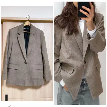 ZARA 헤링본 스트레이트 블레이저 자켓 S