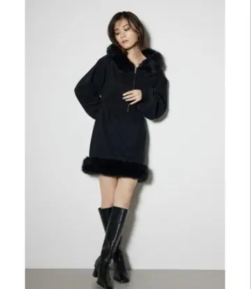 rienda 페이크퍼 맨투맨 미니 원피스