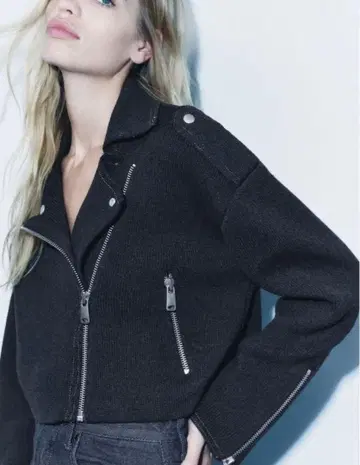 ZARA 니트 라이더 자켓 새상품 택 포함