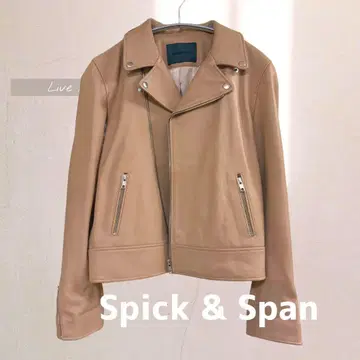 Spick & Span 베이지 가죽 라이더 자켓