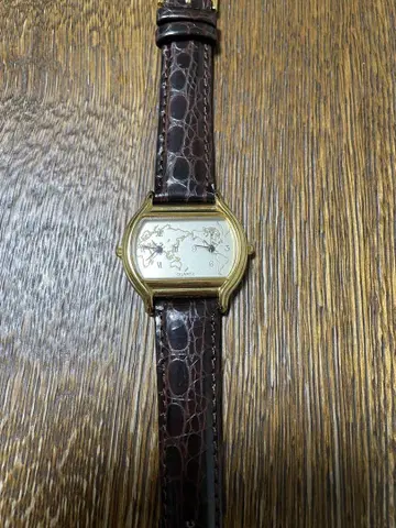 세계 지도 트윈 아날로그 손목시계