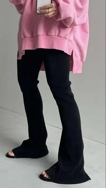 데일리 데일리 슈퍼 스트레치 플리츠 플레어 팬츠 블랙 wee9s