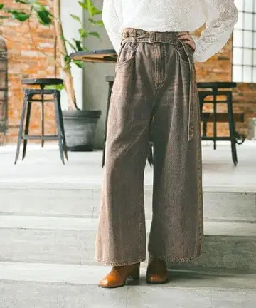 [NKJ 2025AW] 루즈 와이드 데님 브라운