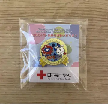 EXPO 2025 빨간색 십자가 핀 배지
