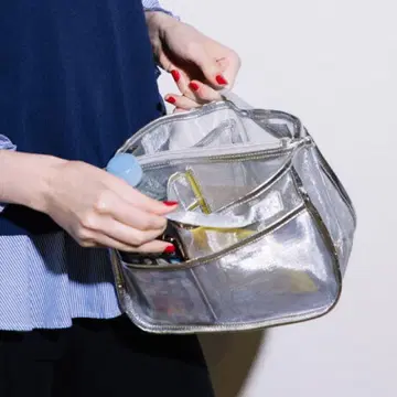 미사용 카슈카슈 메탈릭 튤 백 인 백 실버
