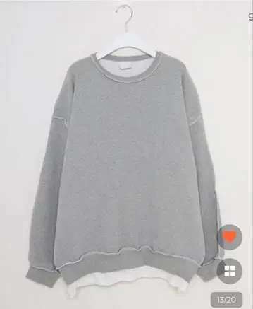 레이어드 스타일 그레이 L 사이즈 맨투맨