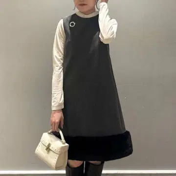 CELFORD 밑단 퍼 미니 원피스