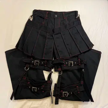 MA 블랙 데님 스커트 팬츠