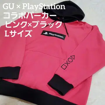 GU x PlayStation 콜라보 후드티 핑크 x 블랙 L
